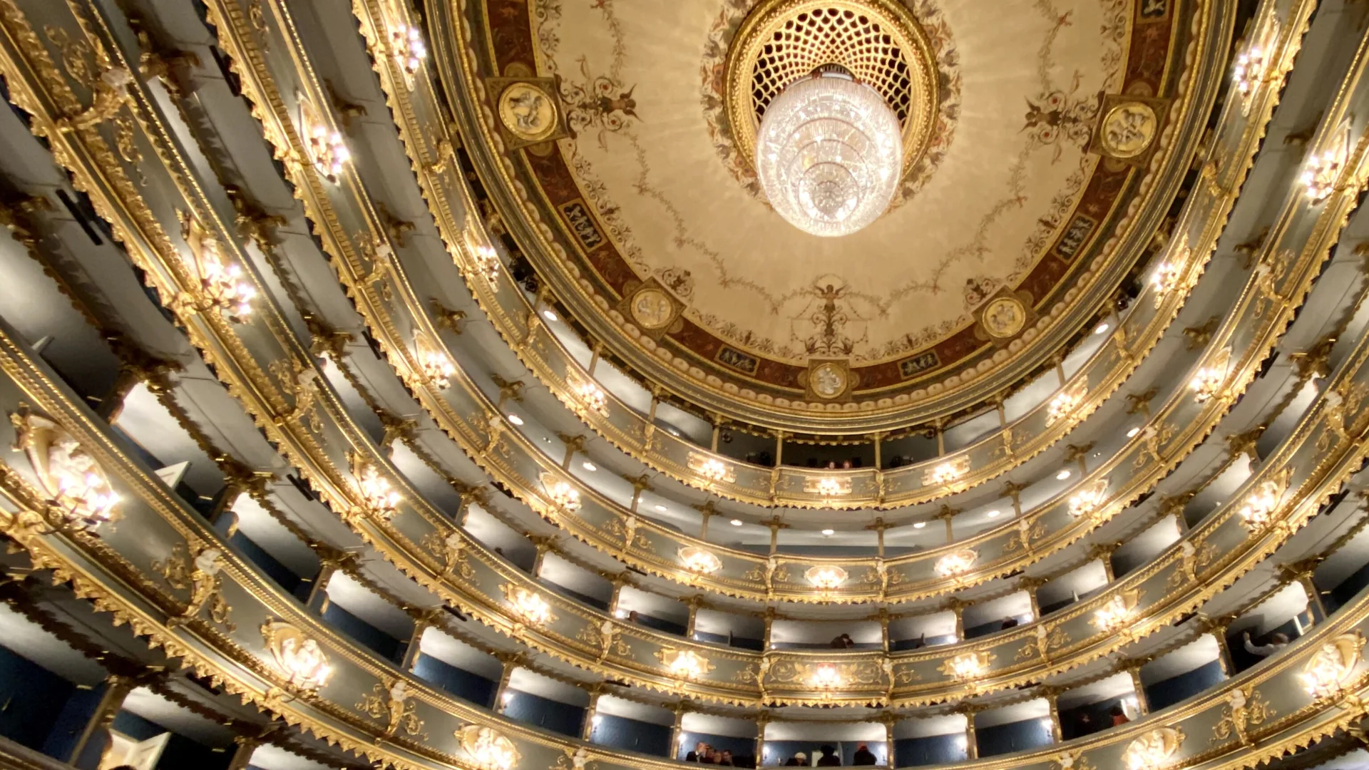 The gilded tiers and crystal chandelier of the Estates Theatre in Prague, where Mozart's Don Giovanni had its first performance in 1787